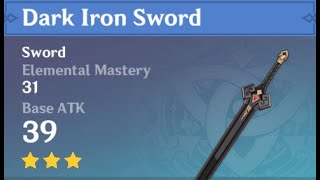GENSHIN FREE DARK IRON SWORD FROM NPC FOR NEW PLAYERS, DON'T FODDER THIS!!! IMMEDIATELY LOCK IT!!!