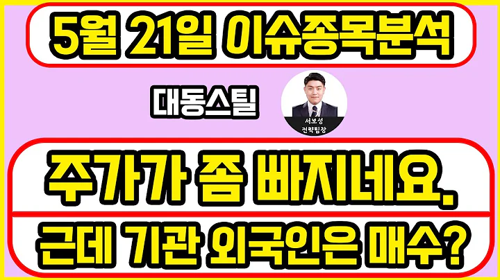 대동스틸(048470) - 주가가 좀 빠지네요. 근데 기관 외국인은 매수?