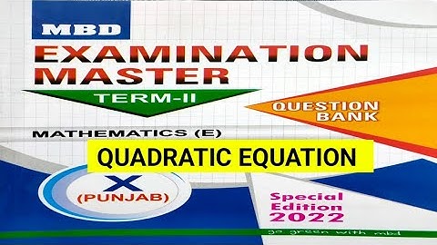 #MBD EXAMINATION MASTER # QUADRATIC EQUATIONS! #pseb #psebboard #pseb10thclass