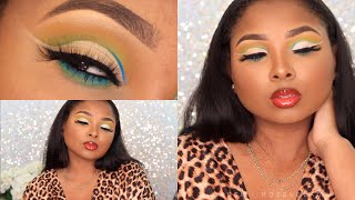 Lemon Lime cut crease and glossy lips makeup tutorial ft. Dossier