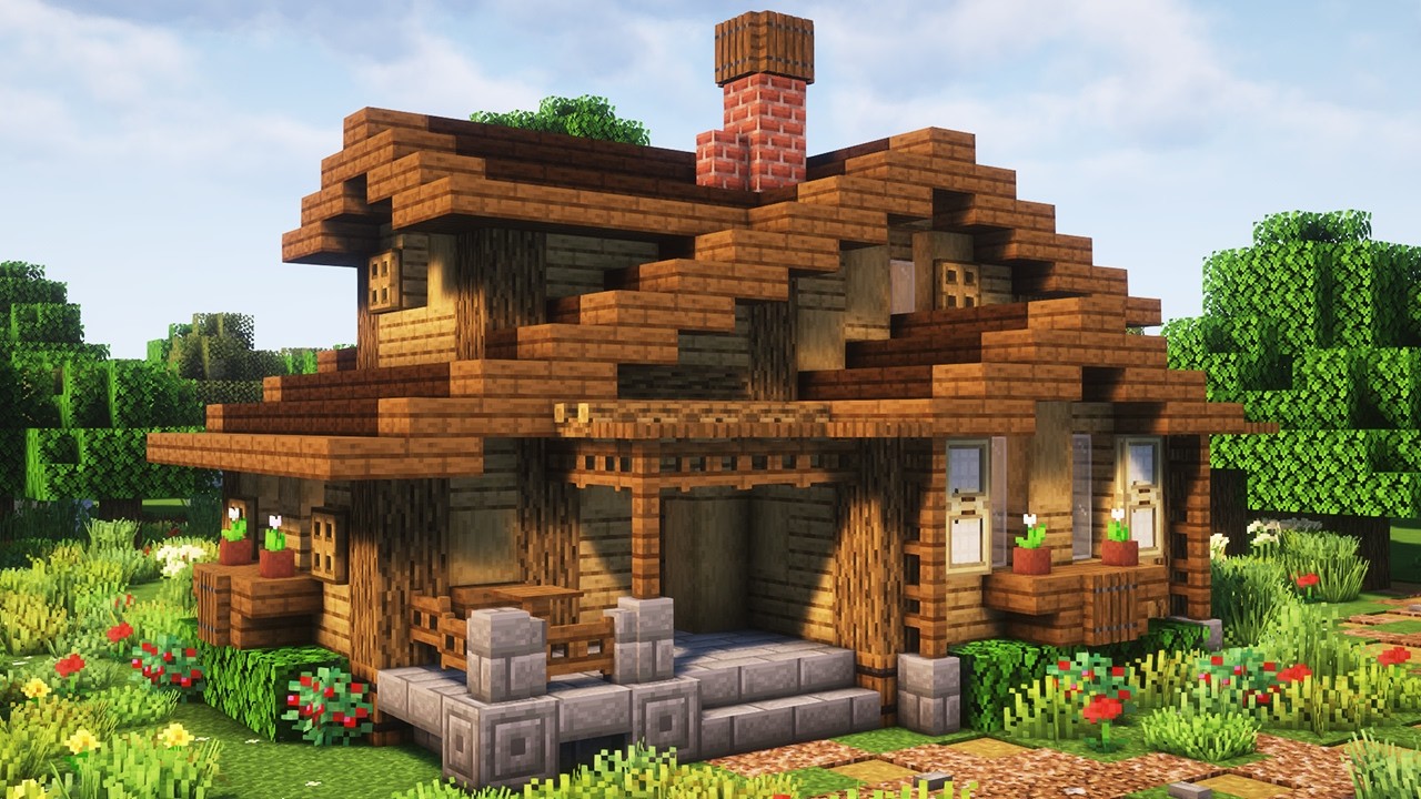Medieval easy survival house in Minecraft (tutorial) - YouTube
