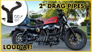 INSTALLING 2” DRAG PIPES ON HARLEY DAVIDSON FORTY EIGHT | MEANEST SOUNDING PIPES
