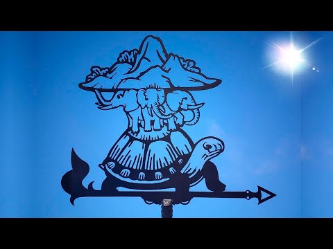 Флюгер Черепаха, Плоска земля на слонах, флюгер на дах з металу 2 мм., відео 1