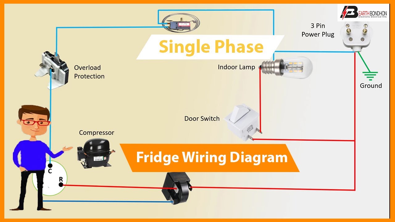 Single Phase Fridge Wiring Diagram Connection | Fridge - Youtube
