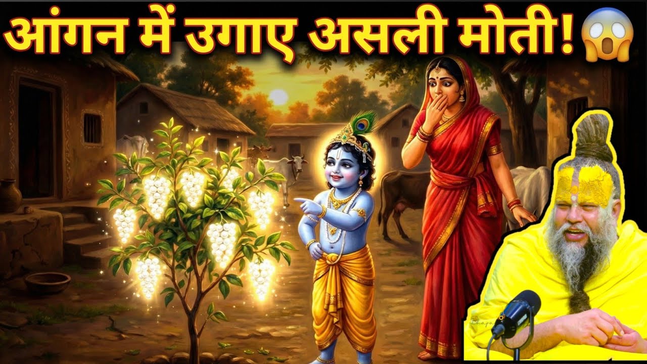 क्यों माता यशोदा हैरान हो गई? आँगन में उग आए असली मोती! 😱 #premanandjimaharaj 