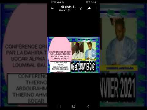 Conférence DAHIRA THIERNO BOCAR ALPHA DE LOUMBAL BALADJI DU 06 AU 07 JANVIER 2021