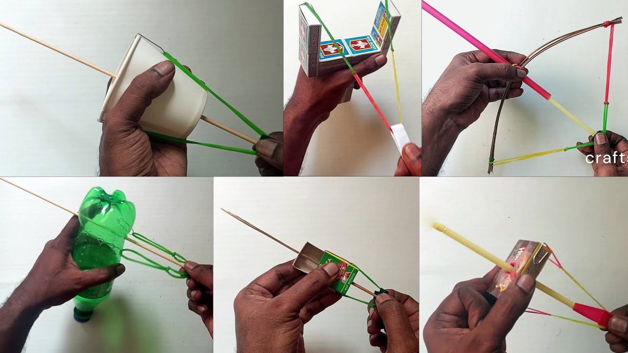 6 Awesome Rubber Band Bow and Arrow DIY - Best out of Waste Craft Easy