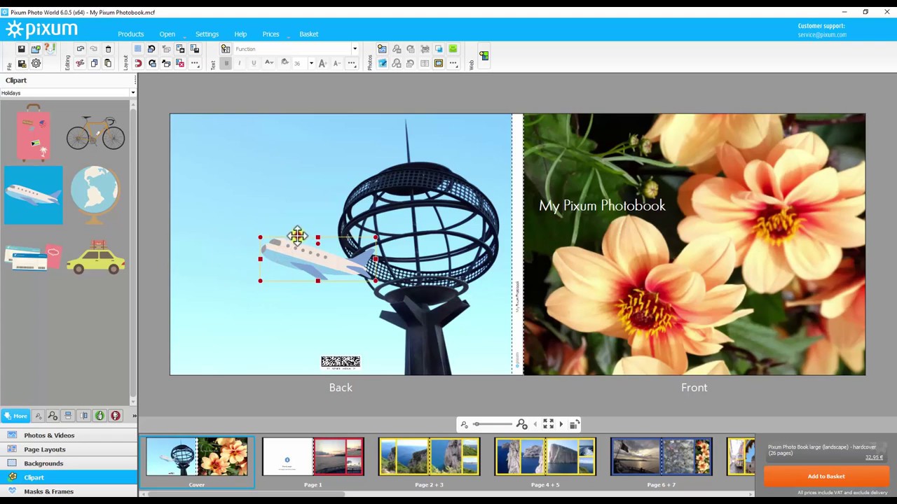 Inserire clipart nel tuo album Scegli una categoria di clipart e inserisci le tue preferite per abbellire il fotolibro.