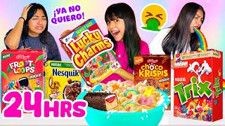 🌈24HRS PROBANDO Todos los CEREALES🥣con Toppings, Gansitos,Choco Roles, Fruta🥝 Yo Soy Aranza