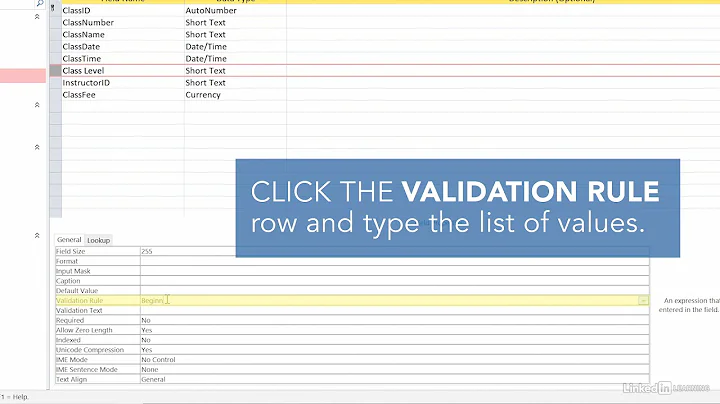 Access Tutorial - Validation Rules