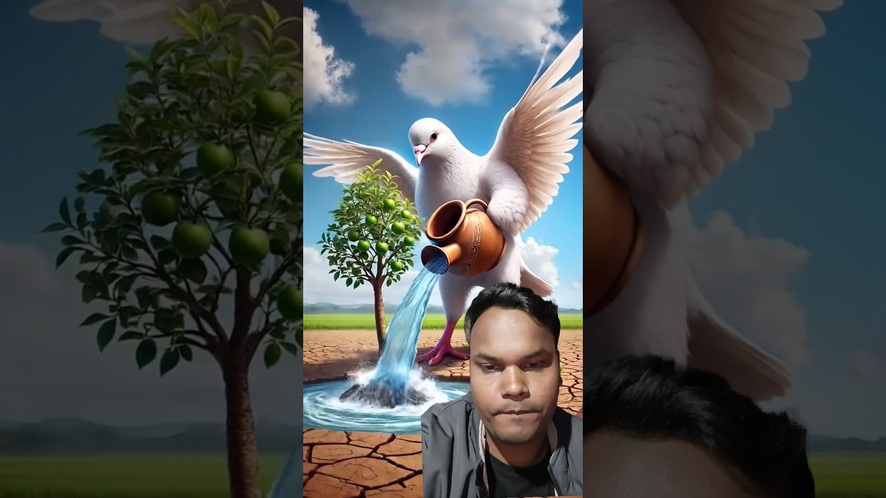 The big pigeon plants an apple tree and brings it in a tractor 😭 