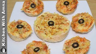 Bread Katori Pizza Recipe Without Oven - Kids Lunch Box Recipes - Kitchen With Amna