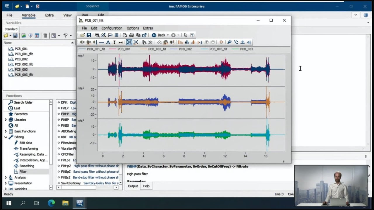 Applying calculations to measurement data in imc FAMOS