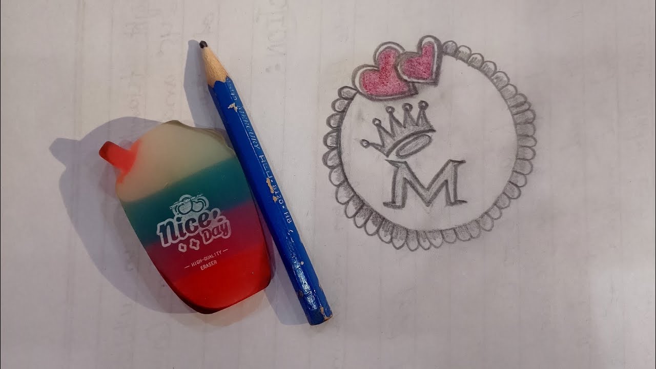 Beautiful Circle Drawing Easy || M Letter Drawing in Circle || pencil sketch drawing for beginners 