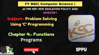 Fy BCS || Sem 1 || C Programming || Chapter 4:- Functions || Programs || SPPU | As per NEP