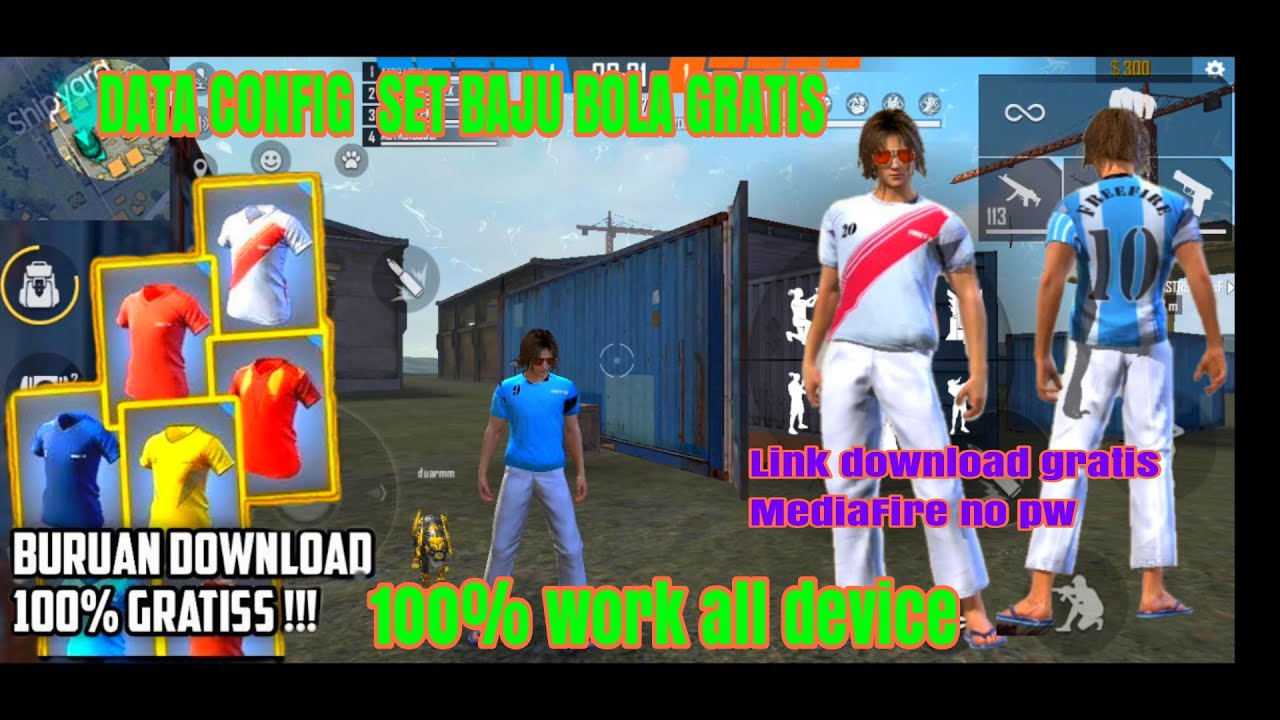 SKIN GRATIS SET  BAJU  BOLA  FREE FIRE DATA CONFIG BAJU  BOLA  