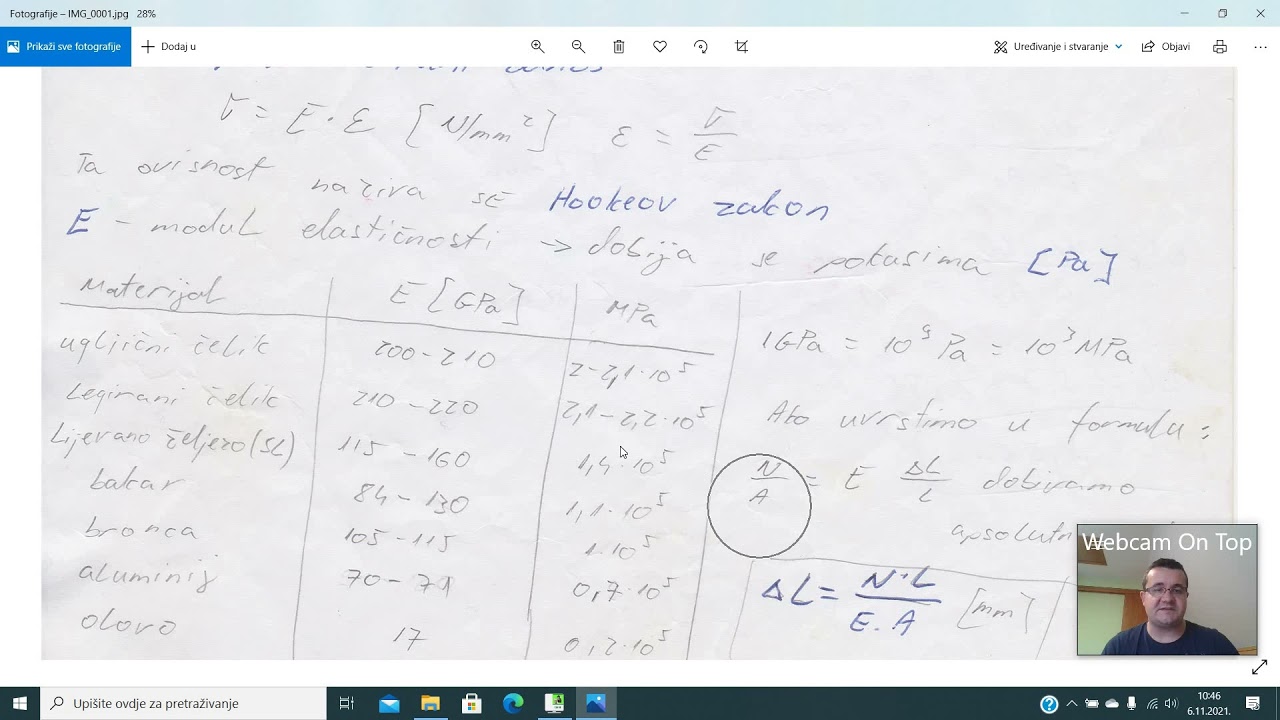 Tehnička mehanika 2.b - Hookeov zakon + primjer