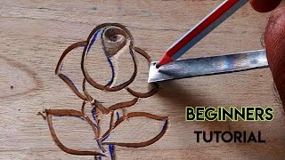 Rose flower simple carving tutorial|wood carving ideas for beginners Resimi