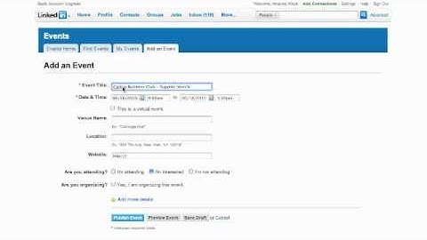 Creating an event with Linkedin