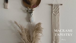 【DIY】マクラメタペストリーの作り方｜平編み｜斜め巻き結び｜ Macrame tapestry middle #003