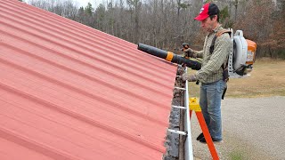 FASTEST way to clean your gutters! 🍂🍁🌿Stihl br800 back pack blower.