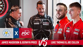 James Maddison and Luke Thomas play doubles darts with Gerwyn Price and Joe Cullen! 🦊🎯