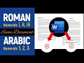 Inserting Roman, Arabic & English Page Numbers in the Same Word Document