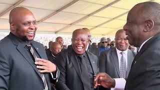 Ramaphosa , Julius Malema & Jacob Zuma arrives at the Mangosuthu Buthelezi Funeral #RIPShenge