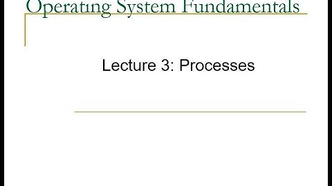 Operating Systems - Lecture 3: Process