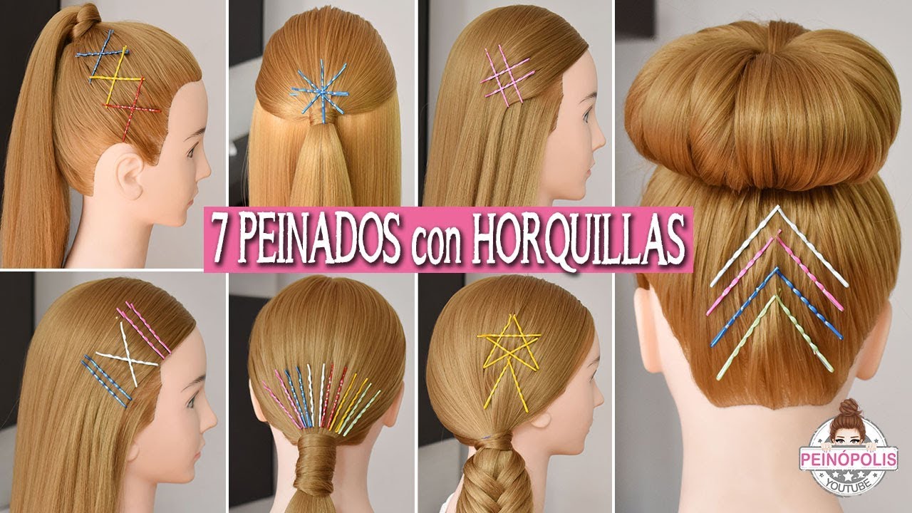 7 EASY HAIRSTYLES with FORKS  PINS  HAIR HOOKS for GIRLS  YouTube