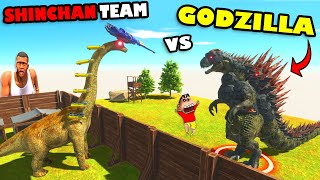 GODZILLA GOD ARMY vs SHINCHAN SECRET BASE and CHOP in ANIMAL REVOLT BATTLE SIMULATOR