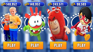 Vlad & Niki Run vs Oddbods Turbo Run vs Om Nom Run vs Tag With Ryan | Gameplay Mobile