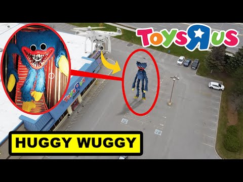 DRONE CATCHES HUGGY WUGGY FROM POPPY PLAYTIME AT HAUNTED TOYS R US | HUGGY WUGGY CAUGHT ON DRONE