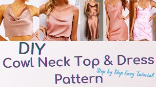 How To Draft and Sew a Cowl Neck Dress / Free Pattern For Beginners 