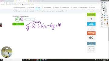 IXL Algebra 1 H.3 Simplify variable expressions using properties [HHR]