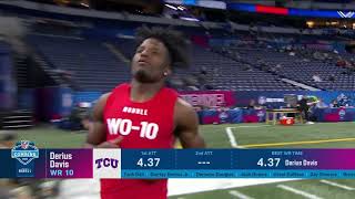 Derius Davis runs the 40-yard dash at the 2023 NFL Scouting Combine