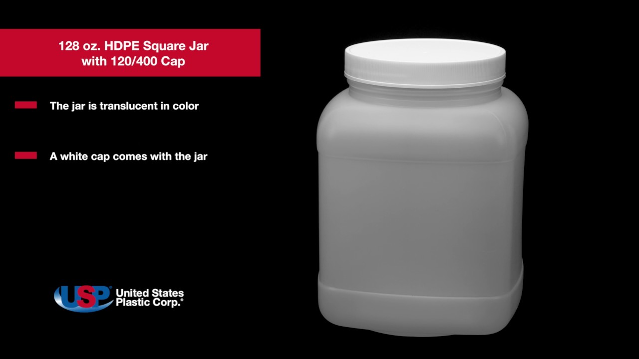 Download 128 Oz Hdpe Square Jar With 120 400 Cap U S Plastic Corporation Youtube
