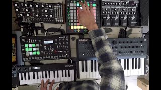 Melodic Live Jam 2 w Guitar Argon 8 Moog Mother Analog Rytm amp Launchpad Pro