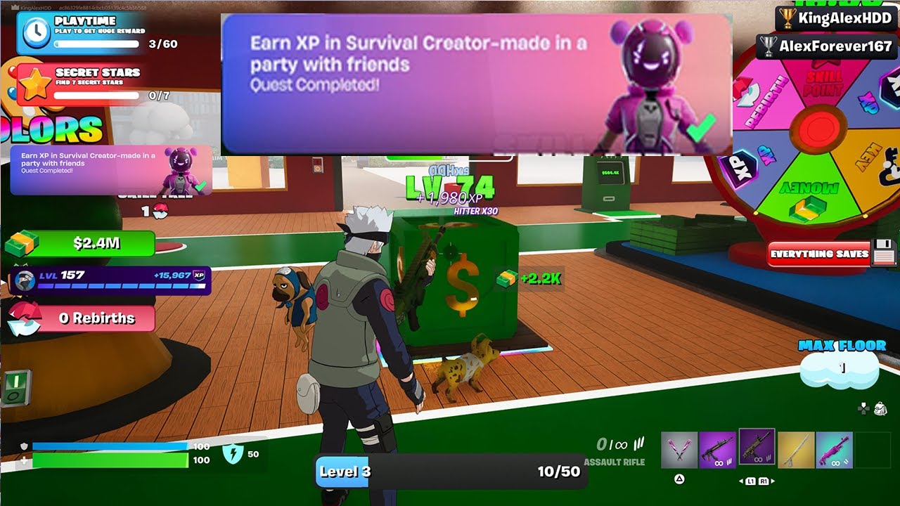 Как ЛЕГКО заработать опыт в режиме выживания, созданном в группе с друзьями в квесте Fortnite Quest!