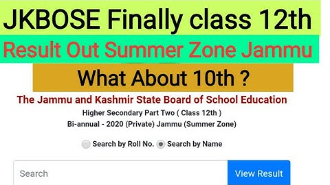 JKbose Jammu Division 12th Class Result Out || Bi- Annual 2020 Result