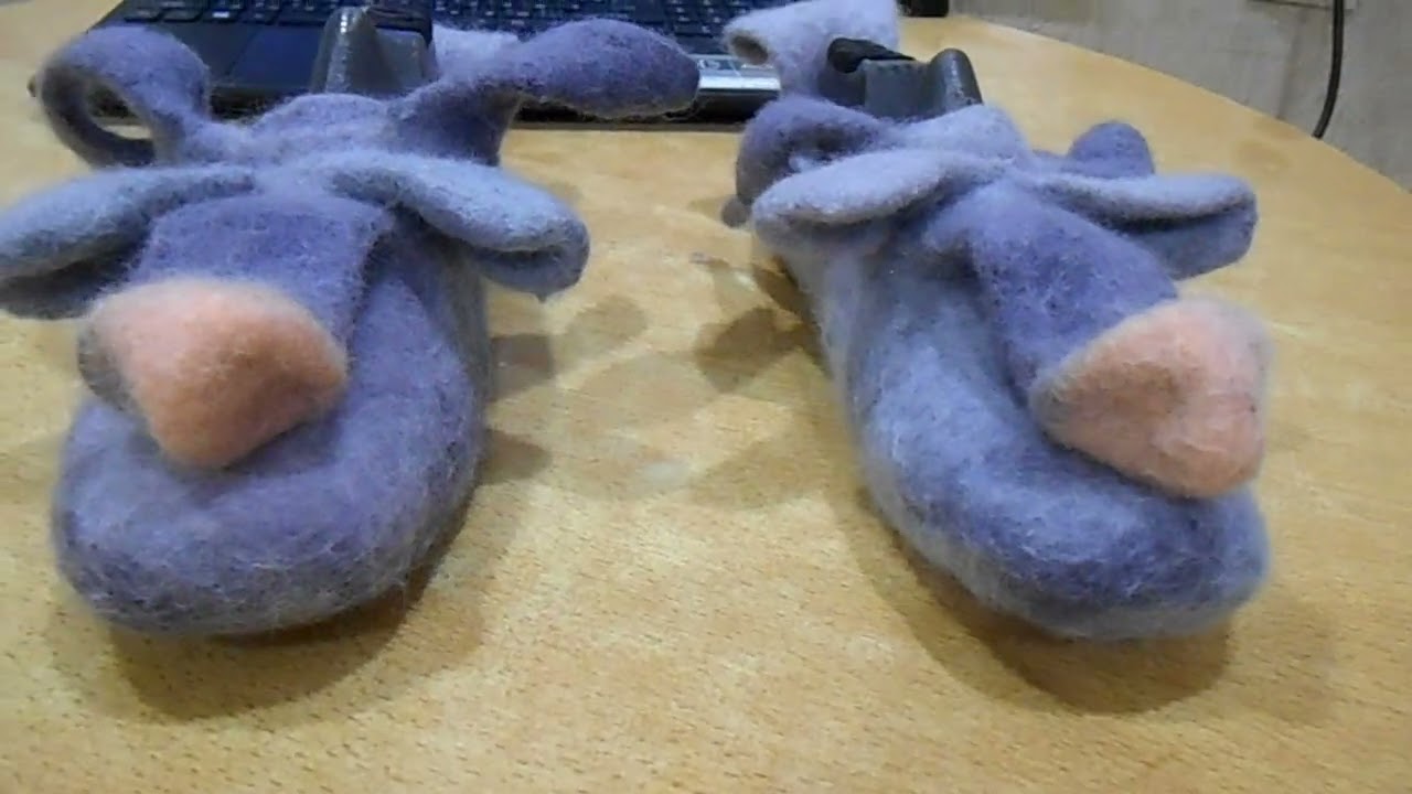Забавные валяные тапочки на 3d шаблоне