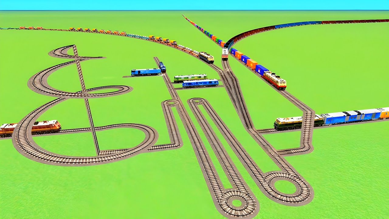 💞TRAIN CROSSIN SLIDE CIRCLE WITH CURVED ZIG ZAG TRACKS💓RAILROAD RAILWORK BEANG DRIVE 