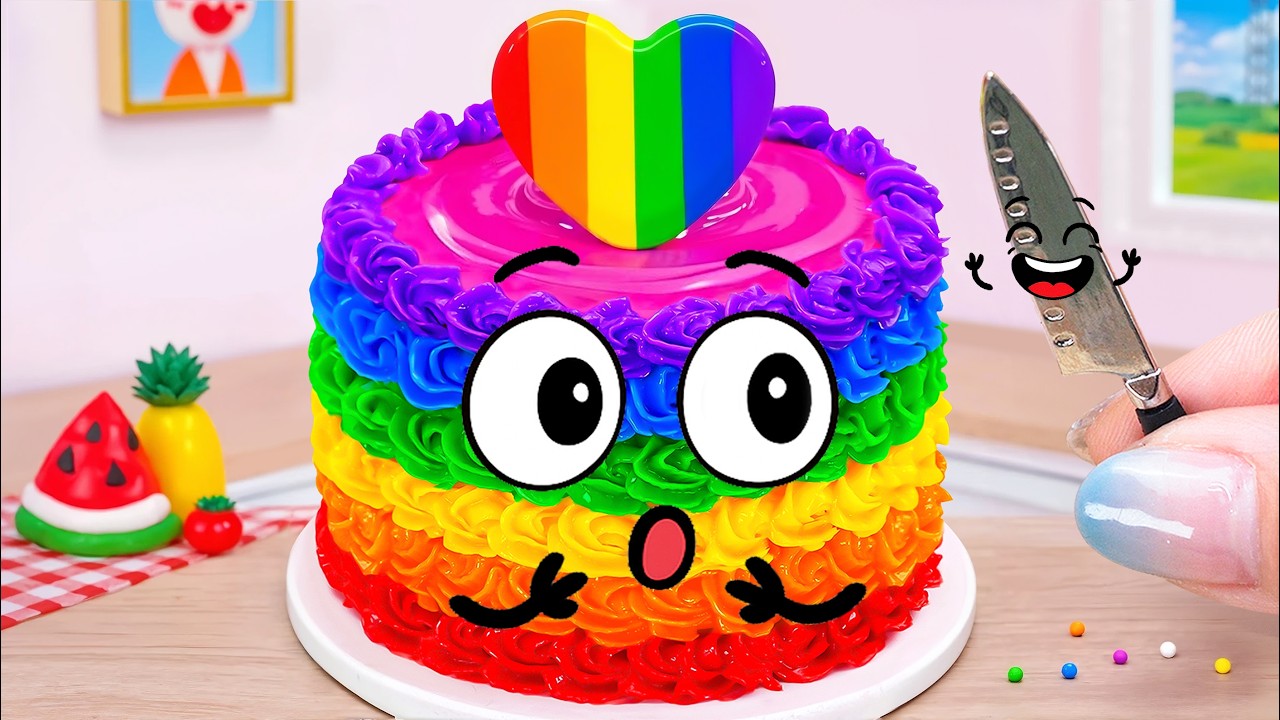 🎂Relaxing Rainbow Chocolate Cake Decorating Mini Cake ASMR 🌈Satisfying ...