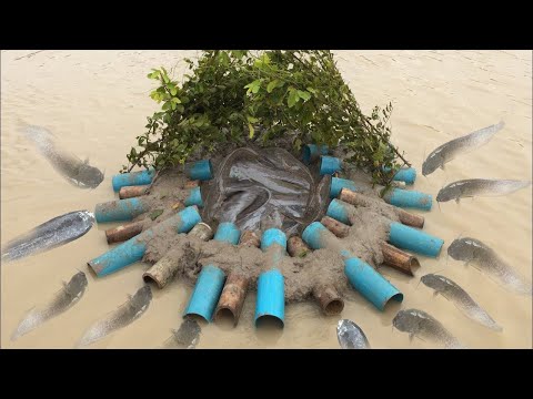 Как да направите капан капан и риба капан от 8 бамбук и 10 PVC тръба дълбоко дупкаnull