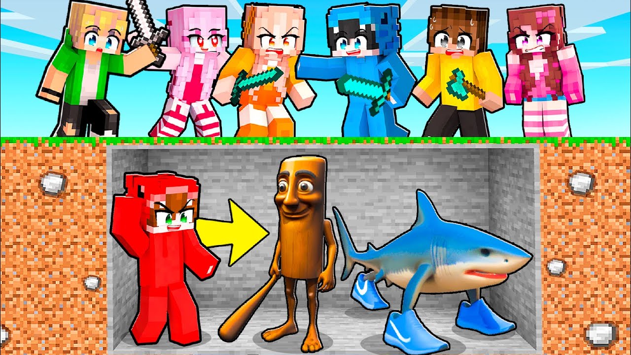 Hice Trampas con TUNG TUNG TUNG SAHUR vs 6 CAZADORES en Minecraft!