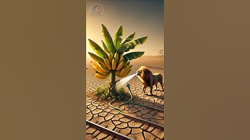 Lion 🦁 saved the banana 🍌tree from drying up by watering it 😭 #ai #save #tree #lion