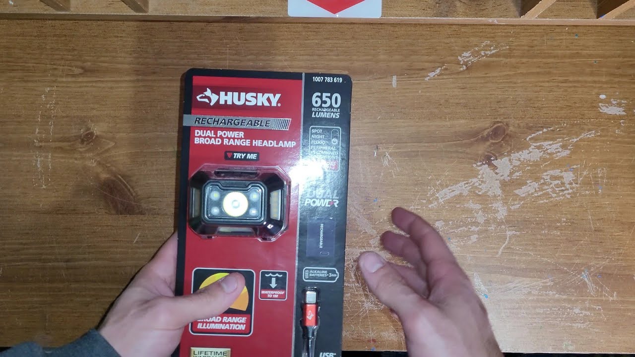 Husky 650 Lumens Dual-Power Broad Range LED Headlamp 7 Modes with USB Port  and Rechargeable Battery HSKY650DPHL - The Home Depot