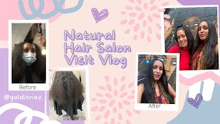 Natural Hair Salon Visit & Silk Press/Post-Quarantine Lock-down! VLOG