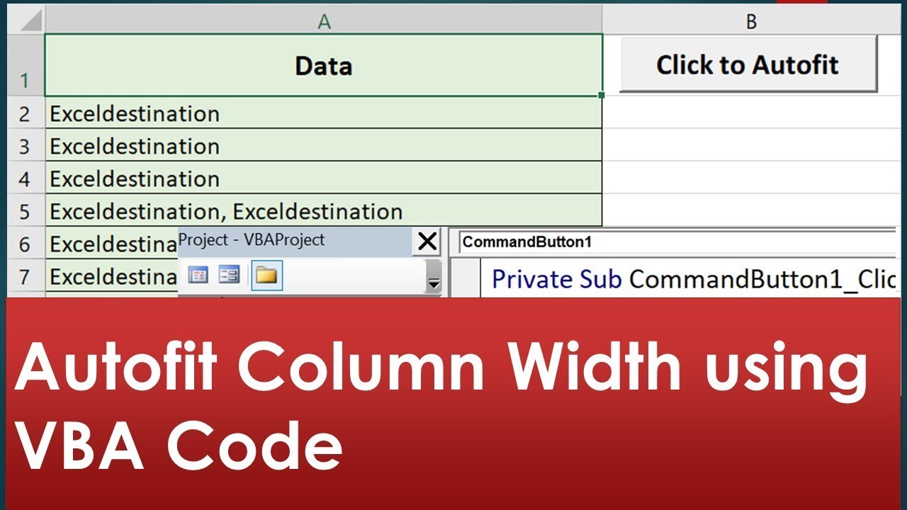 Vba To Autofit The Width Of Column Excel Vba Excample Youtube