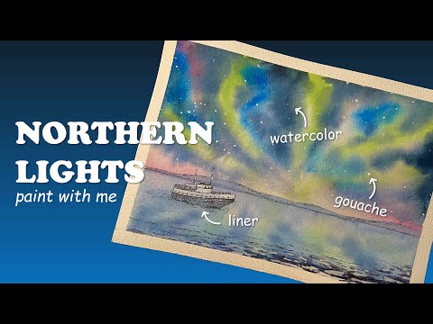 Northern Lights with Watercolors 🎨 Art Tutorial for Beginners